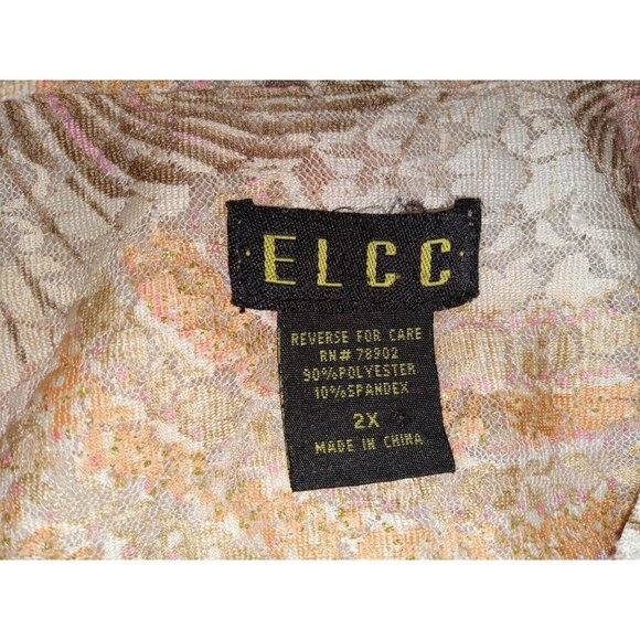 ELCC Women's Multicolor Collered Short Sleeve Button Down Shirt Size 2X - Picture 3 of 8